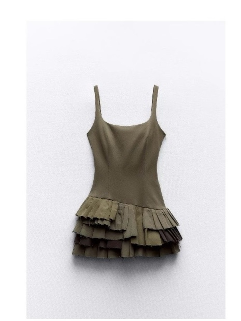 Olive Green Ruffle Tiered Dress never worn